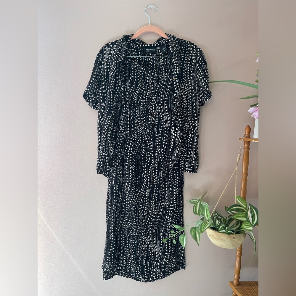 Vintage NY & CO Abstract Dot Print Skirt & Blouse Set